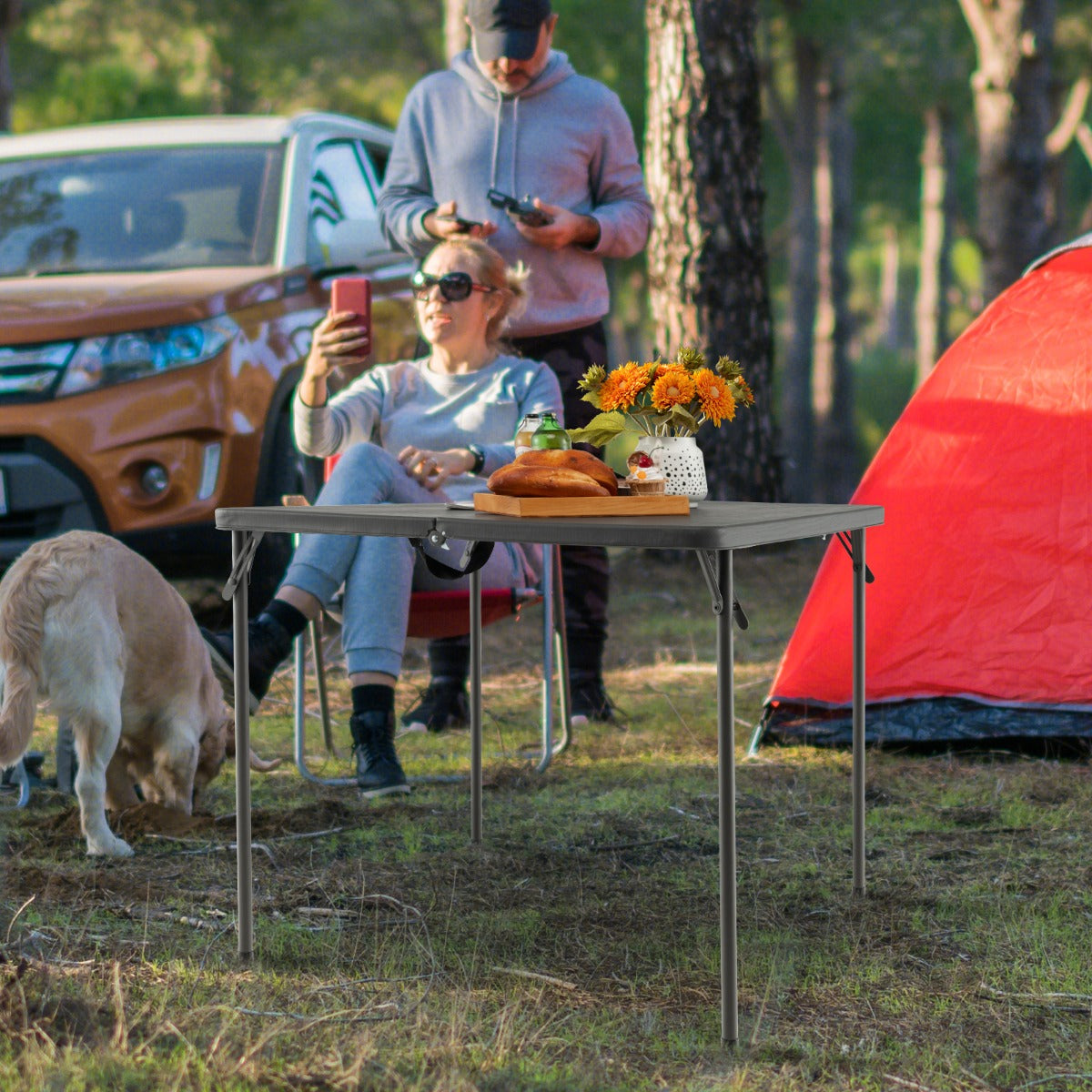 Portable Picnic Table with All-Weather HDPE Tabletop-Grey
