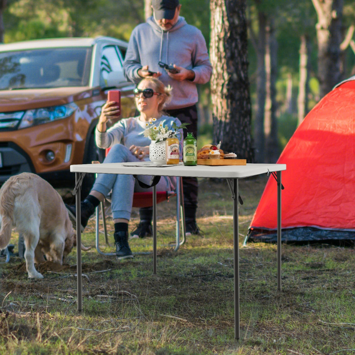 Portable Picnic Table with All-Weather HDPE Tabletop-White