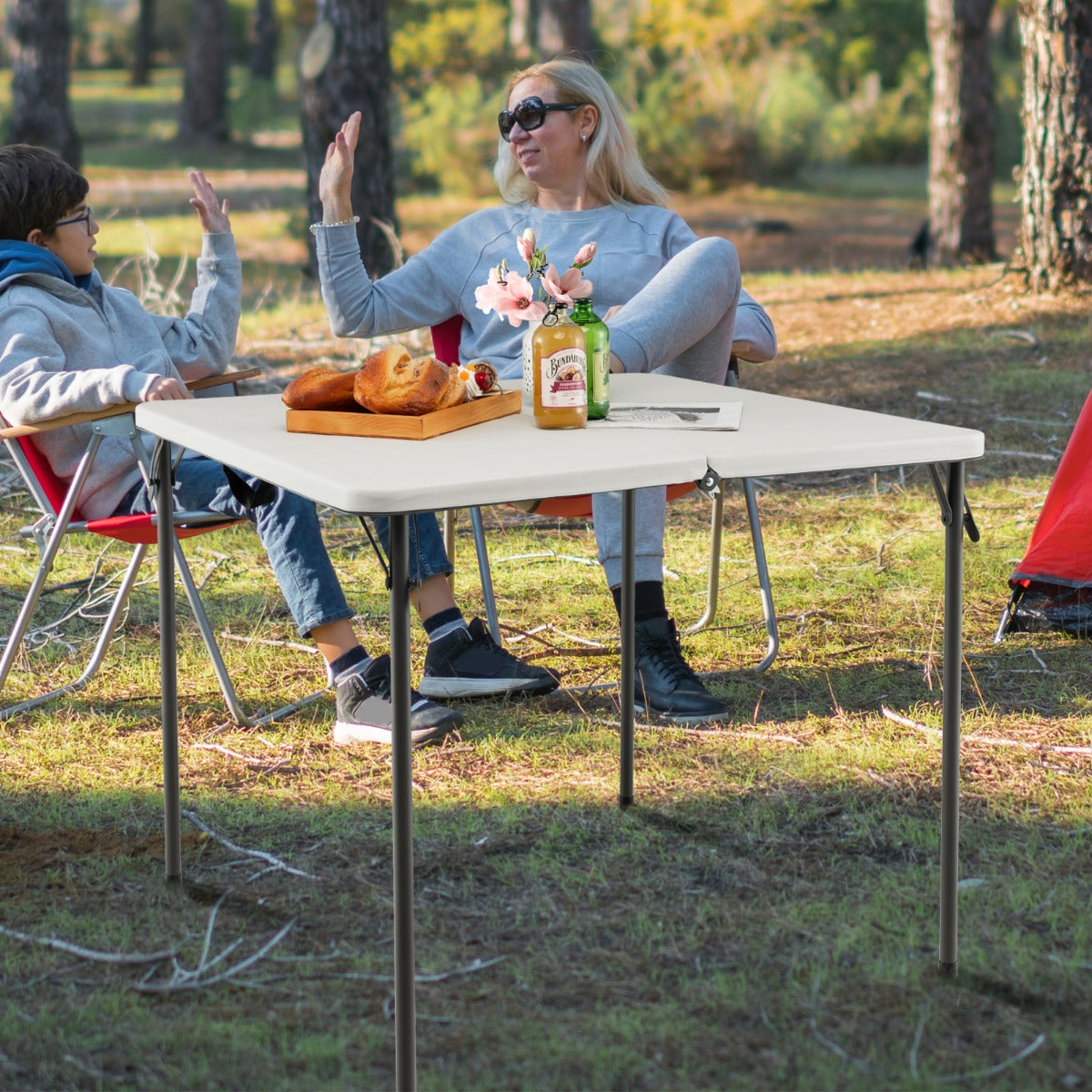Portable Picnic Table with All-Weather HDPE Tabletop-White