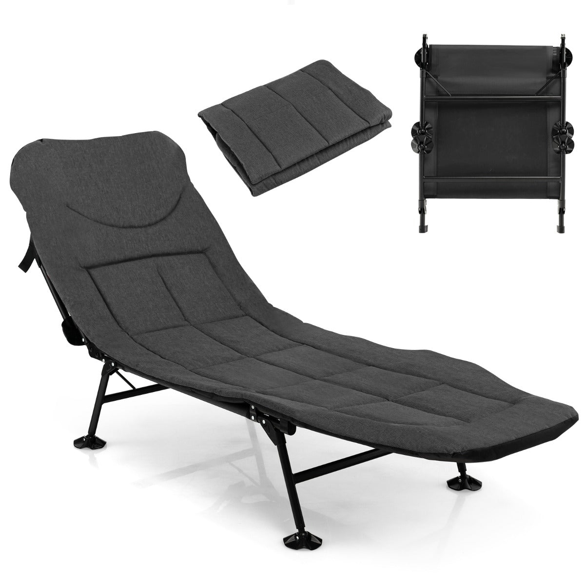 Costway Folding Camping Cot with Detachable Mattress and Adjustable Backrest