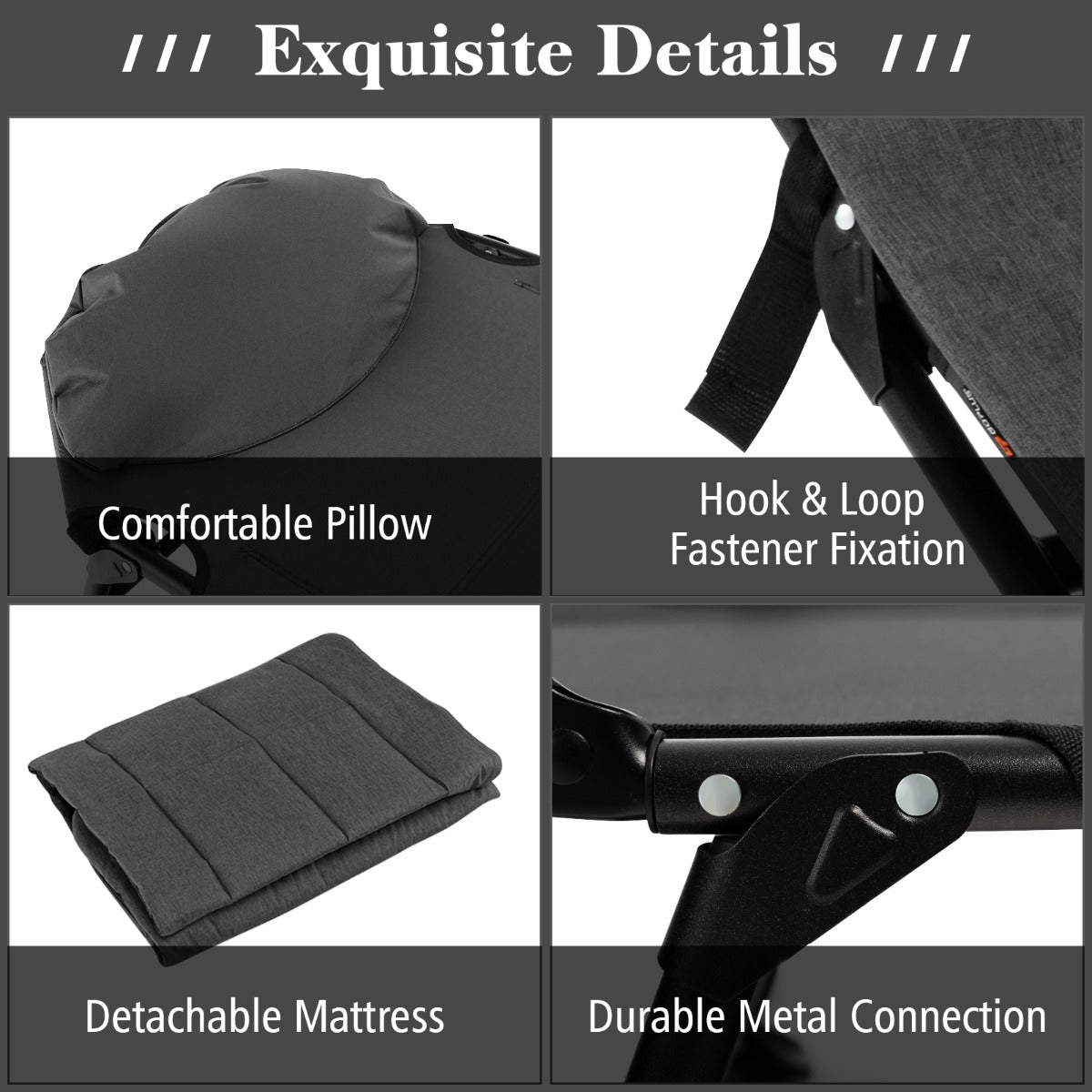 Costway Folding Camping Cot with Detachable Mattress and Adjustable Backrest