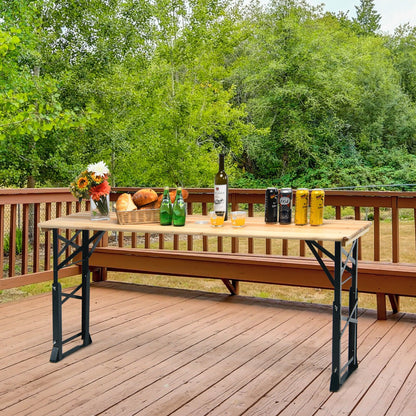 Patio Folding Picnic Table with Adjustable Heights for Camping/Party/Backyard