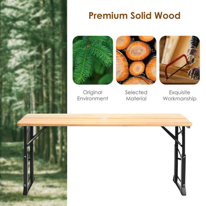 Patio Folding Picnic Table with Adjustable Heights for Camping/Party/Backyard