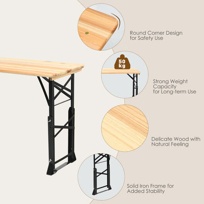 Patio Folding Picnic Table with Adjustable Heights for Camping/Party/Backyard