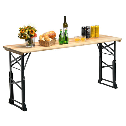 Patio Folding Picnic Table with Adjustable Heights for Camping/Party/Backyard