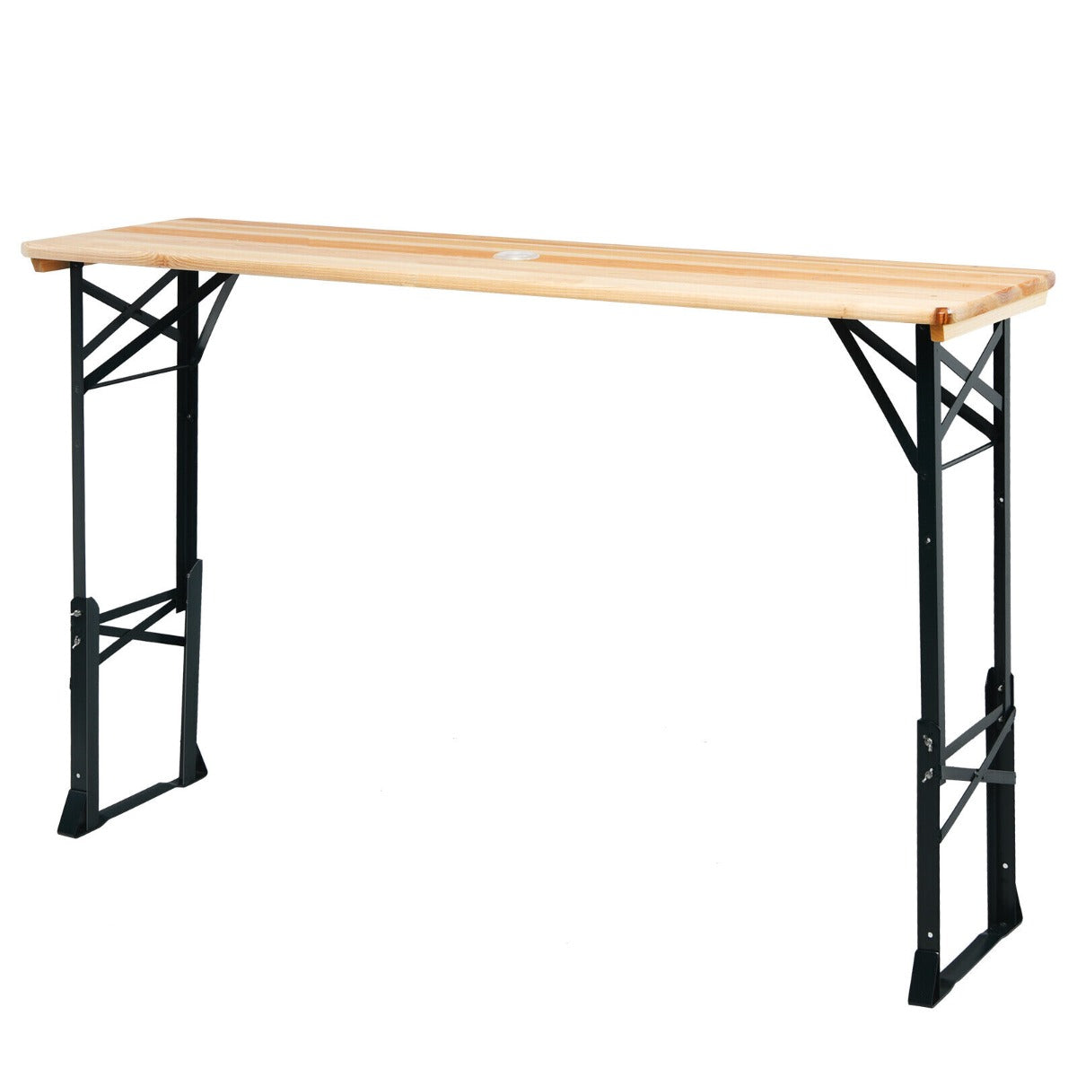 Patio Folding Picnic Table with Adjustable Heights for Camping/Party/Backyard