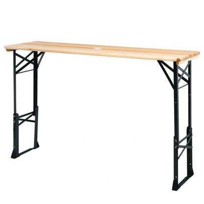 Patio Folding Picnic Table with Adjustable Heights for Camping/Party/Backyard