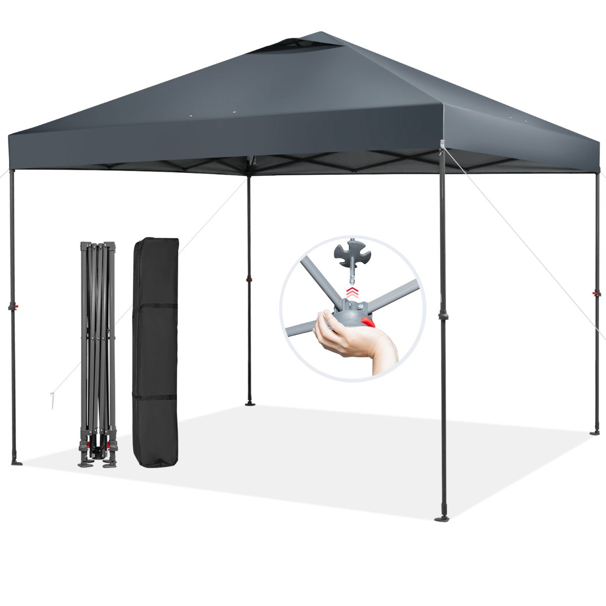 3m x 3m Height-Adjustable &amp; Tiltable Pop-up Canopy with Carry Bag-Grey