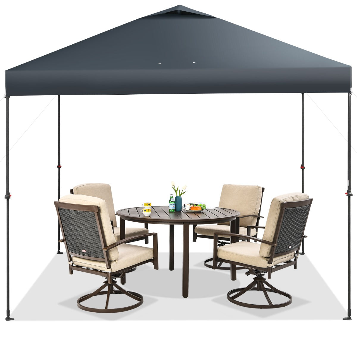 3m x 3m Height-Adjustable &amp; Tiltable Pop-up Canopy with Carry Bag-Grey