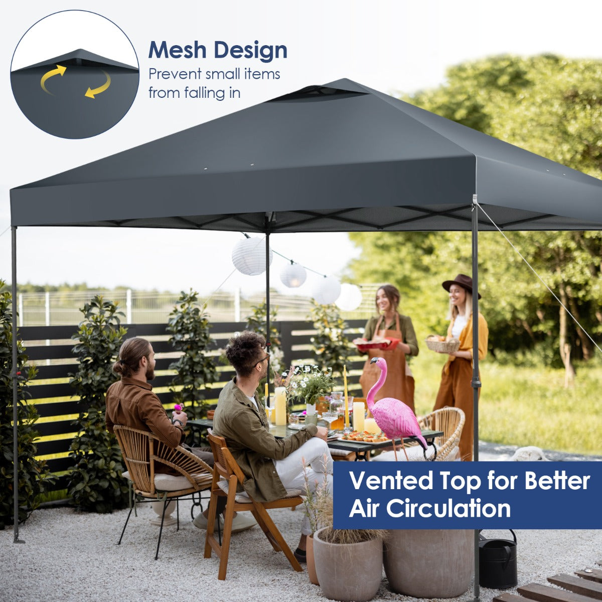 3m x 3m Height-Adjustable &amp; Tiltable Pop-up Canopy with Carry Bag-Grey