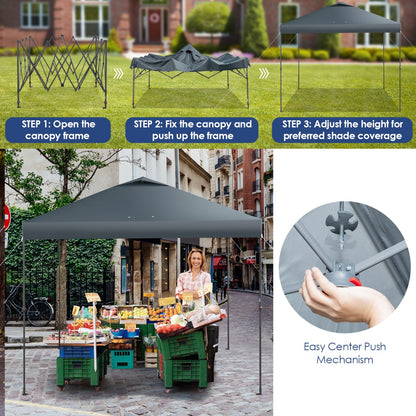 3m x 3m Height-Adjustable &amp; Tiltable Pop-up Canopy with Carry Bag-Grey
