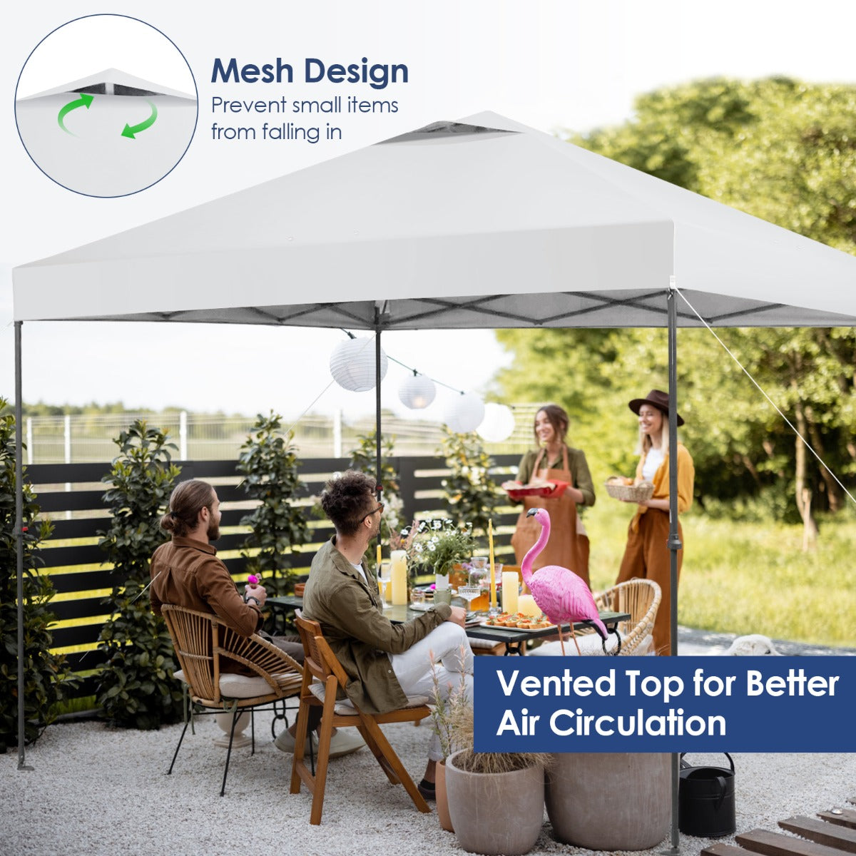 3m x 3m Height-Adjustable &amp; Tiltable Pop-up Canopy with Carry Bag-White