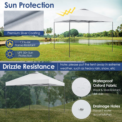3m x 3m Height-Adjustable &amp; Tiltable Pop-up Canopy with Carry Bag-White