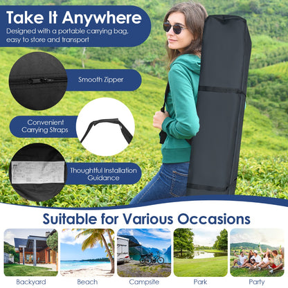 3m x 3m Height-Adjustable &amp; Tiltable Pop-up Canopy with Carry Bag-White