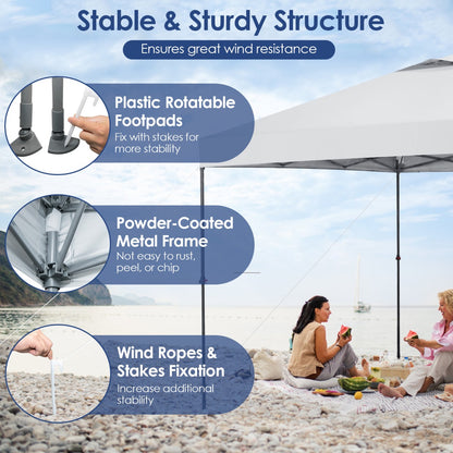 3m x 3m Height-Adjustable &amp; Tiltable Pop-up Canopy with Carry Bag-White