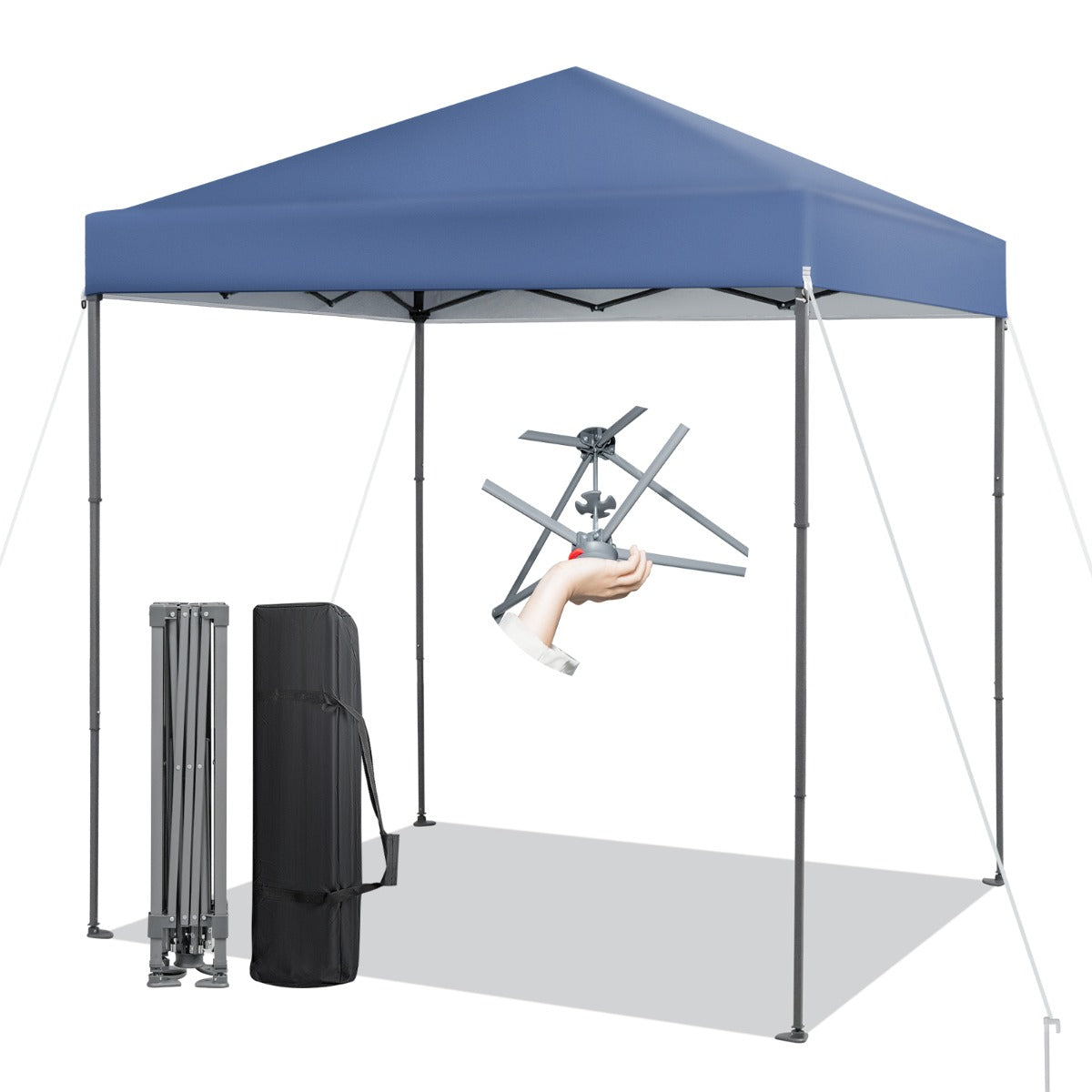 2 x 2m UPF 50+ Outdoor Pop-up Canopy with Adjustable Heights &amp;amp; Carry Bag-Blue