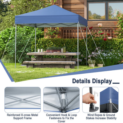 2 x 2m UPF 50+ Outdoor Pop-up Canopy with Adjustable Heights &amp;amp; Carry Bag-Blue
