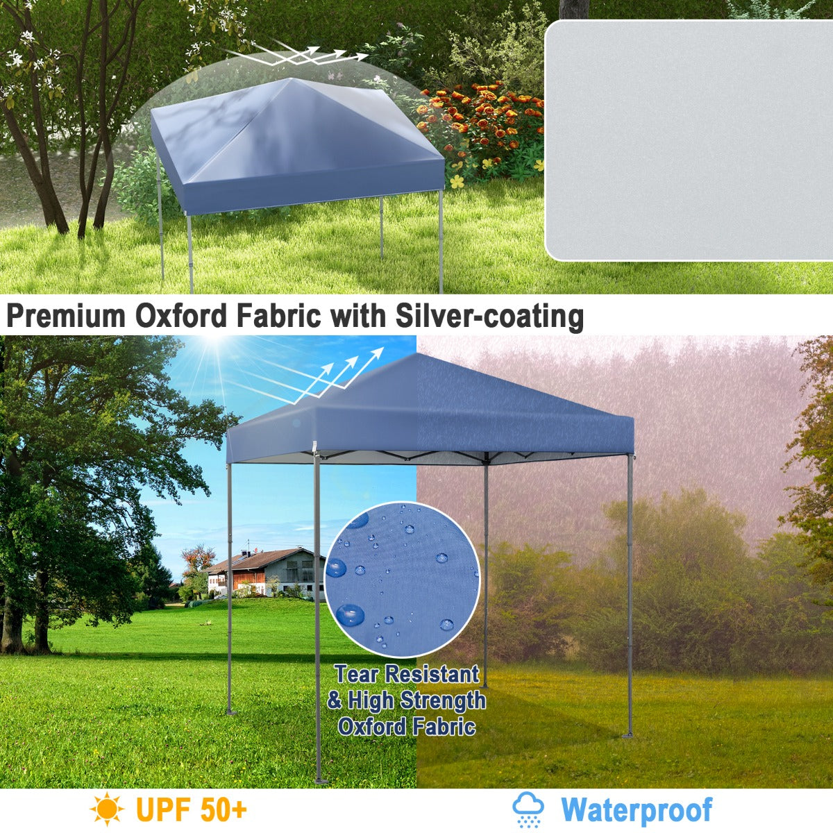 2 x 2m UPF 50+ Outdoor Pop-up Canopy with Adjustable Heights &amp;amp; Carry Bag-Blue
