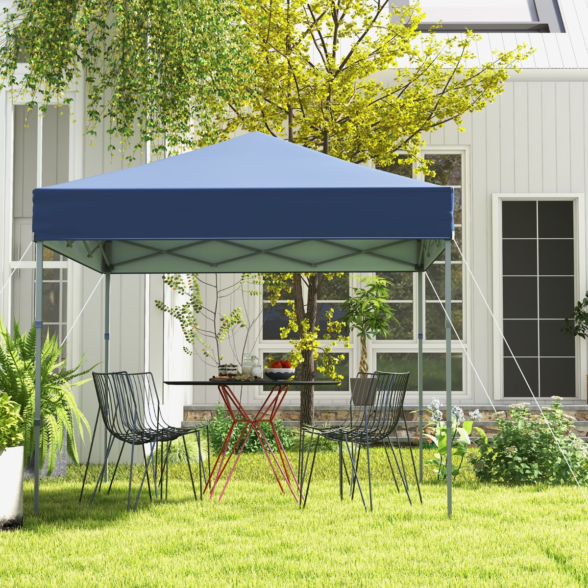 2 x 2m UPF 50+ Outdoor Pop-up Canopy with Adjustable Heights &amp;amp; Carry Bag-Blue