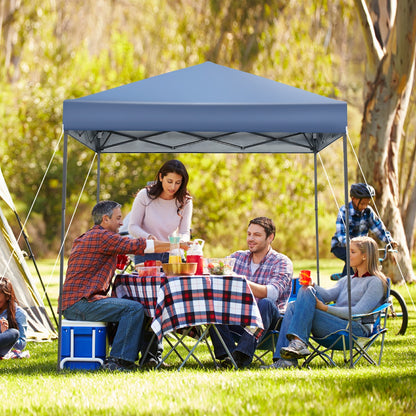 2 x 2m UPF 50+ Outdoor Pop-up Canopy with Adjustable Heights &amp;amp; Carry Bag-Blue