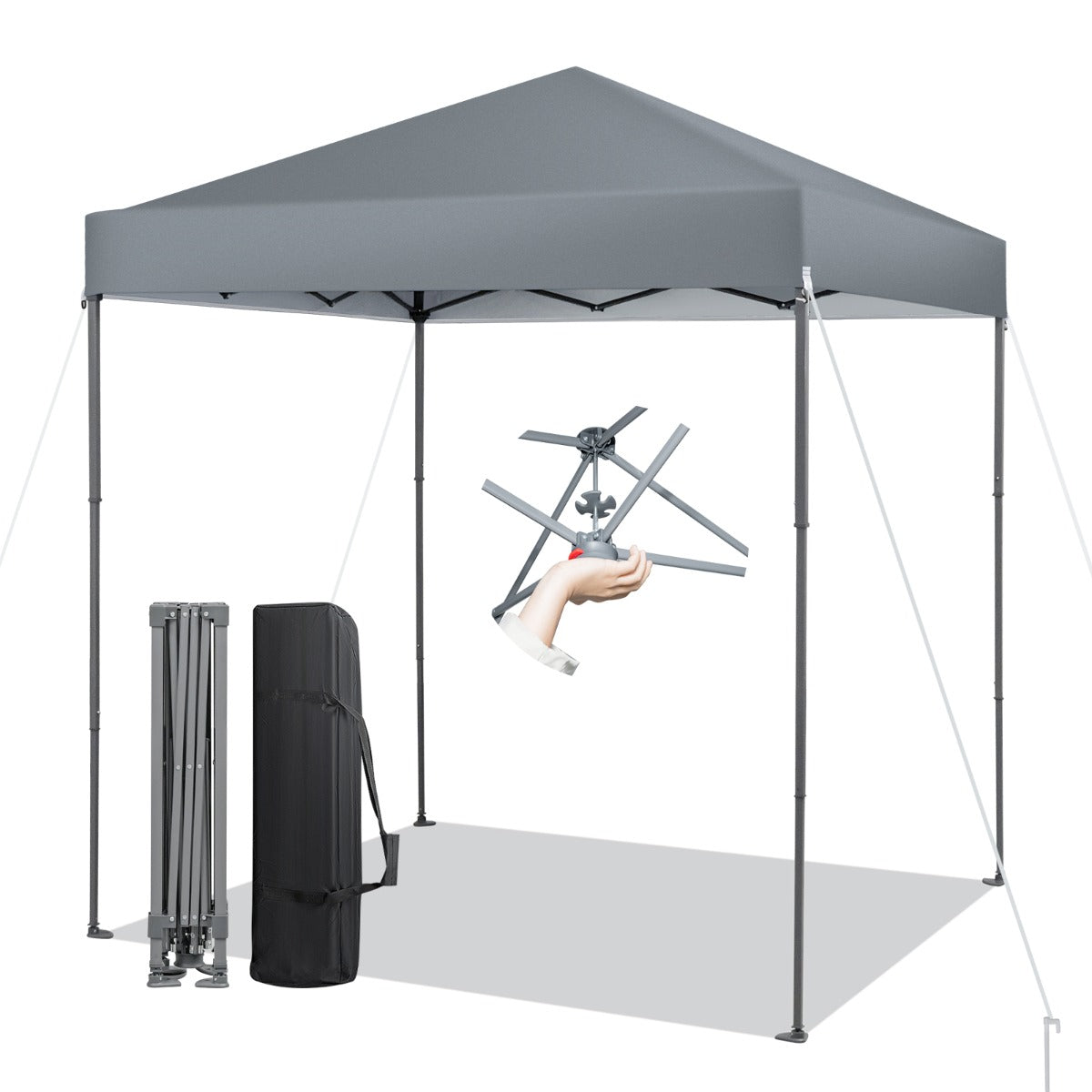 2 x 2m UPF 50+ Outdoor Pop-up Canopy with Adjustable Heights &amp;amp; Carry Bag-Grey