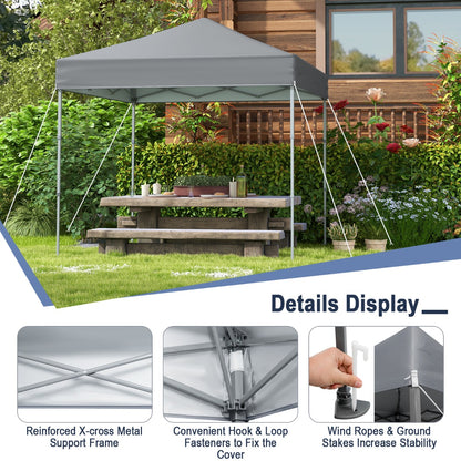 2 x 2m UPF 50+ Outdoor Pop-up Canopy with Adjustable Heights &amp;amp; Carry Bag-Grey