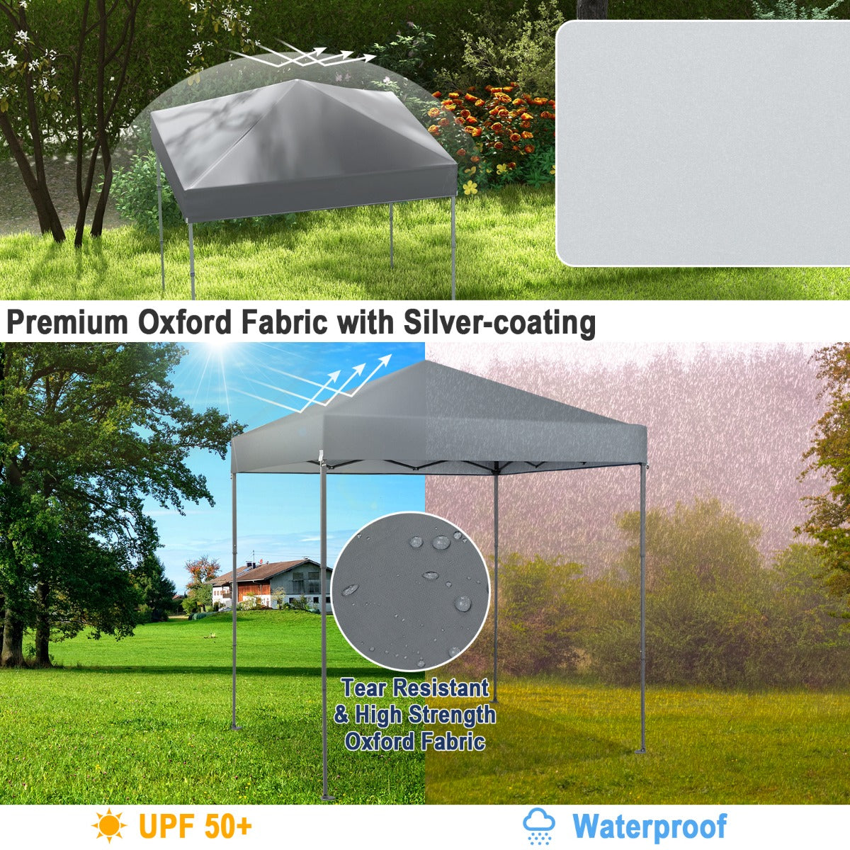 2 x 2m UPF 50+ Outdoor Pop-up Canopy with Adjustable Heights &amp;amp; Carry Bag-Grey