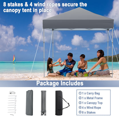 2 x 2m UPF 50+ Outdoor Pop-up Canopy with Adjustable Heights &amp;amp; Carry Bag-Grey