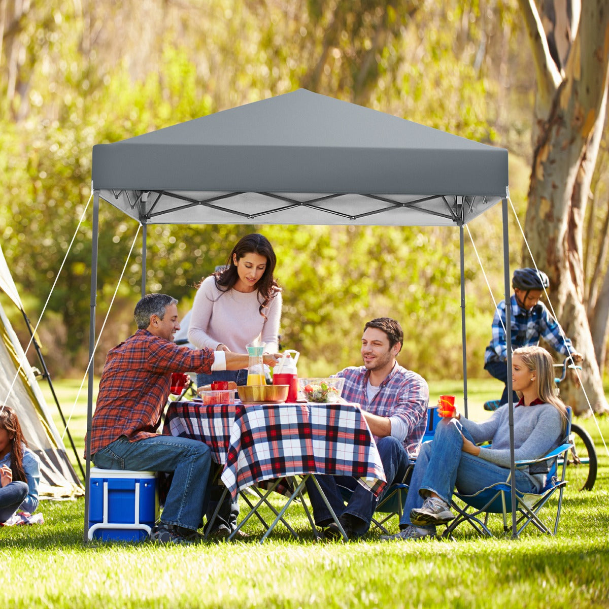 2 x 2m UPF 50+ Outdoor Pop-up Canopy with Adjustable Heights &amp;amp; Carry Bag-Grey
