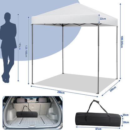 2 x 2m UPF 50+ Outdoor Pop-up Canopy with Adjustable Heights &amp;amp; Carry Bag-White