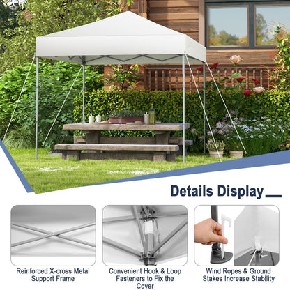 2 x 2m UPF 50+ Outdoor Pop-up Canopy with Adjustable Heights &amp;amp; Carry Bag-White