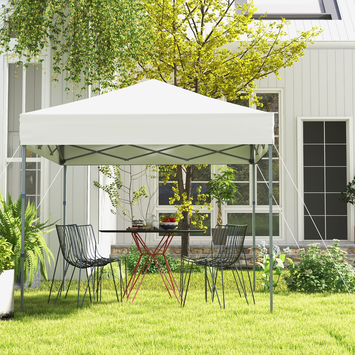 2 x 2m UPF 50+ Outdoor Pop-up Canopy with Adjustable Heights &amp;amp; Carry Bag-White