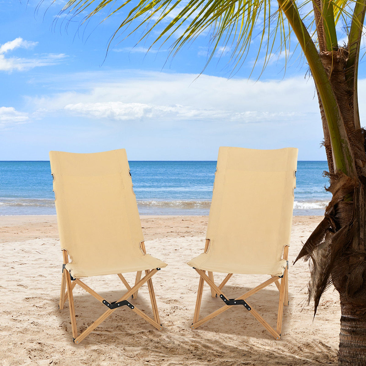 Portable bamboo chair is ideal for camping trips, fishing excursions, picnics, backyards, and festivals