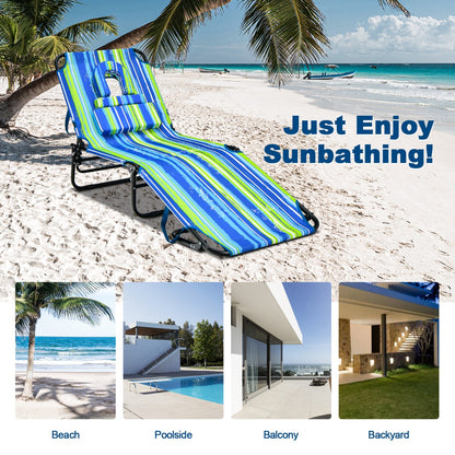 Folding Face Down Tanning Chair with 3 Removable Pillows for Patio