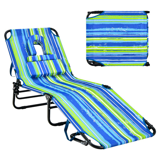 Folding Face Down Tanning Chair with 3 Removable Pillows for Patio