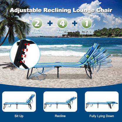 Folding Face Down Tanning Chair with 3 Removable Pillows for Patio