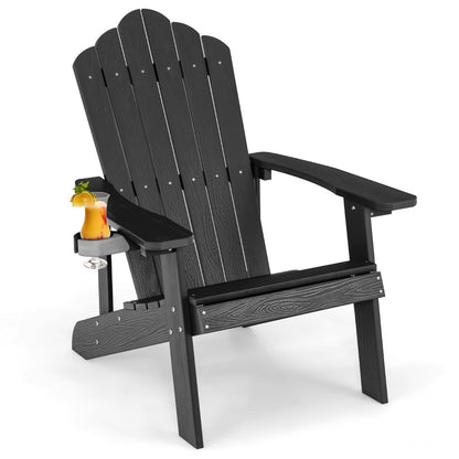 Adirondack Chair with Cup Holder for Patio-Black