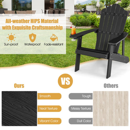 Adirondack Chair with Cup Holder for Patio-Black