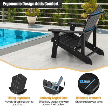 Adirondack Chair with Cup Holder for Patio-Black