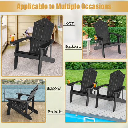 Adirondack Chair with Cup Holder for Patio-Black