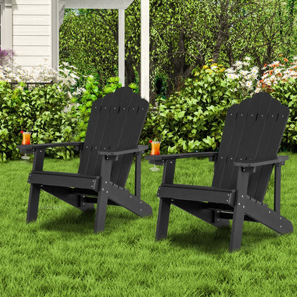 Adirondack Chair with Cup Holder for Patio-Black