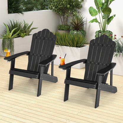 Adirondack Chair with Cup Holder for Patio-Black