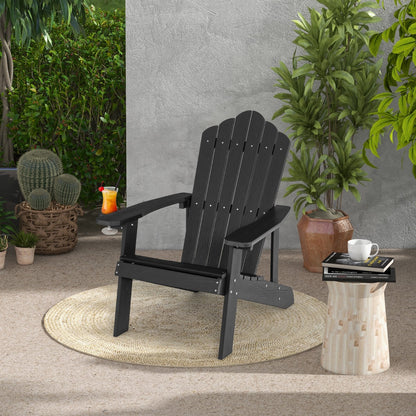 Adirondack Chair with Cup Holder for Patio-Black