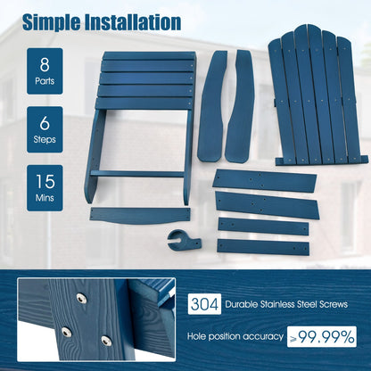 Adirondack Chair with Cup Holder for Patio-Navy