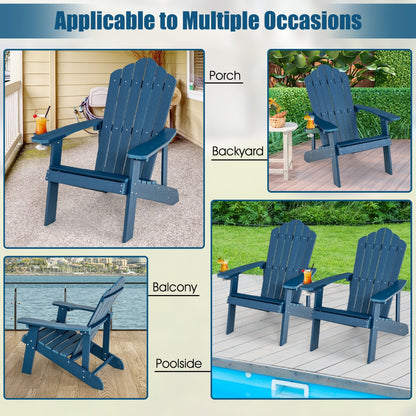 Adirondack Chair with Cup Holder for Patio-Navy
