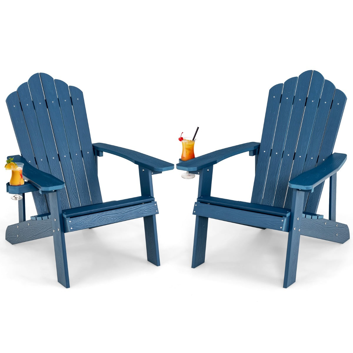 Adirondack Chair with Cup Holder for Patio-Navy