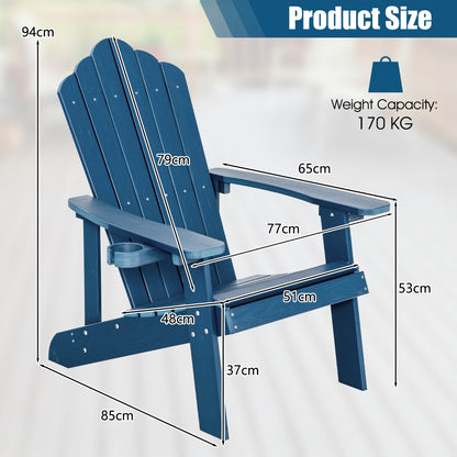 Adirondack Chair with Cup Holder for Patio-Navy