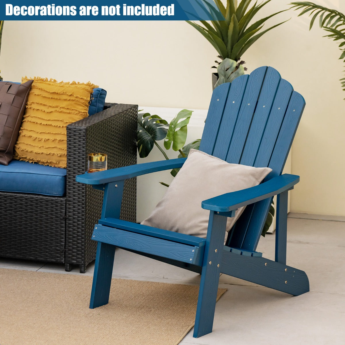 Adirondack Chair with Cup Holder for Patio-Navy