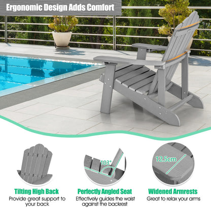 Adirondack Chair with Cup Holder for Patio-Silver