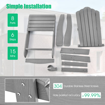 Adirondack Chair with Cup Holder for Patio-Silver